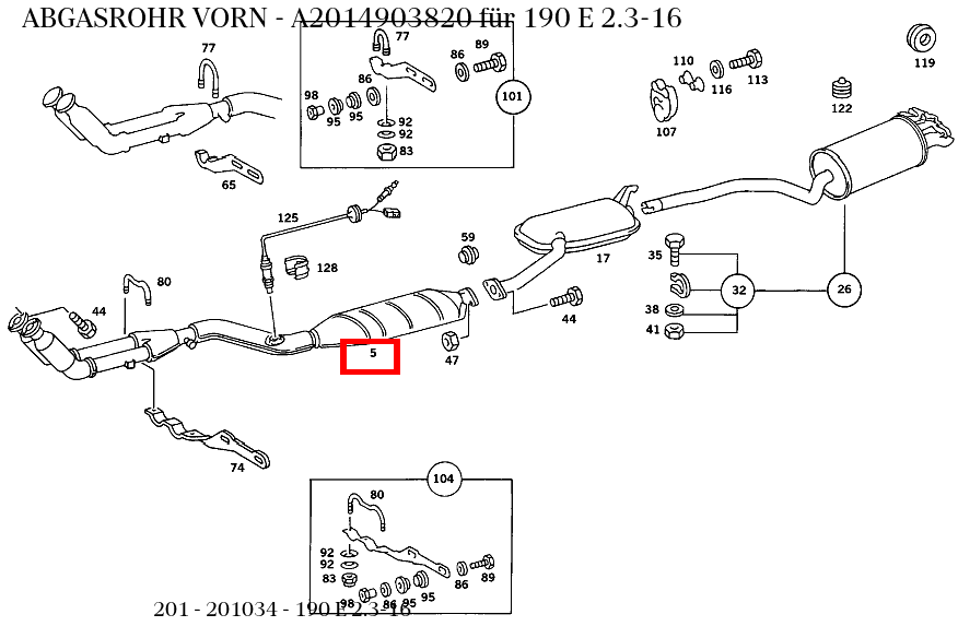 Abgasrohr VORN 190 E 2.3-16 201
