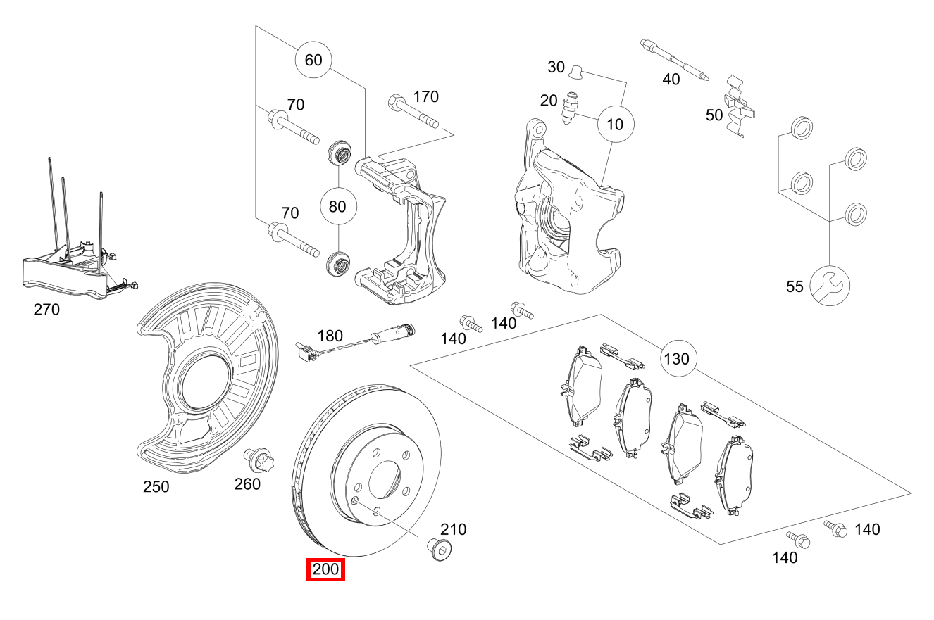 Bremsscheibe belüftet Vorn rechts A250 Sport 176 Bremsscheibe belüftet Vorn rechts A250 Sport 176