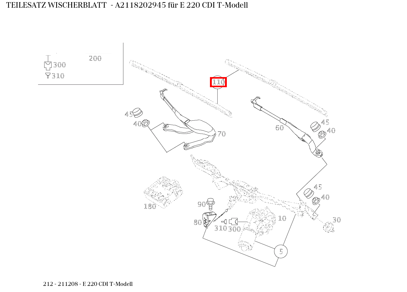 Teilesatz Wischerblatt E 220 CDI T-Modell 212