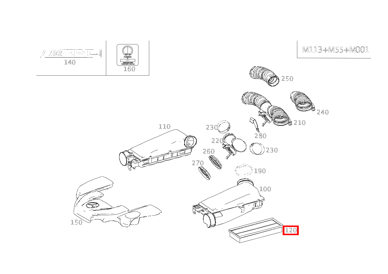 Filtereinsatz LUFTFILTER G 55 AMG KOMP 463 Filtereinsatz LUFTFILTER G 55 AMG KOMP 463