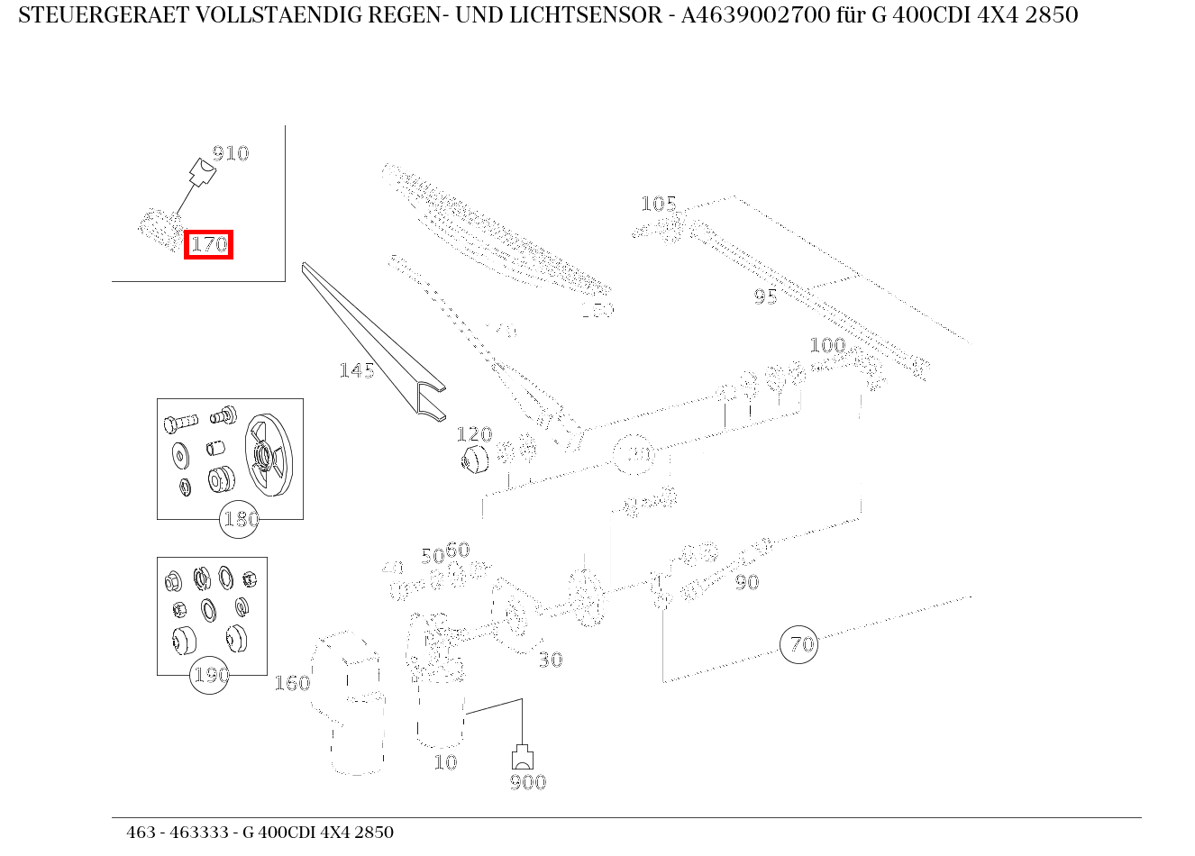 Steuergerät vollständig REGEN- UND LICHTSENSOR G 400CDI 4X4 2850 463 Steuergerät vollständig REGEN- UND LICHTSENSOR G 400CDI 4X4 2850 463