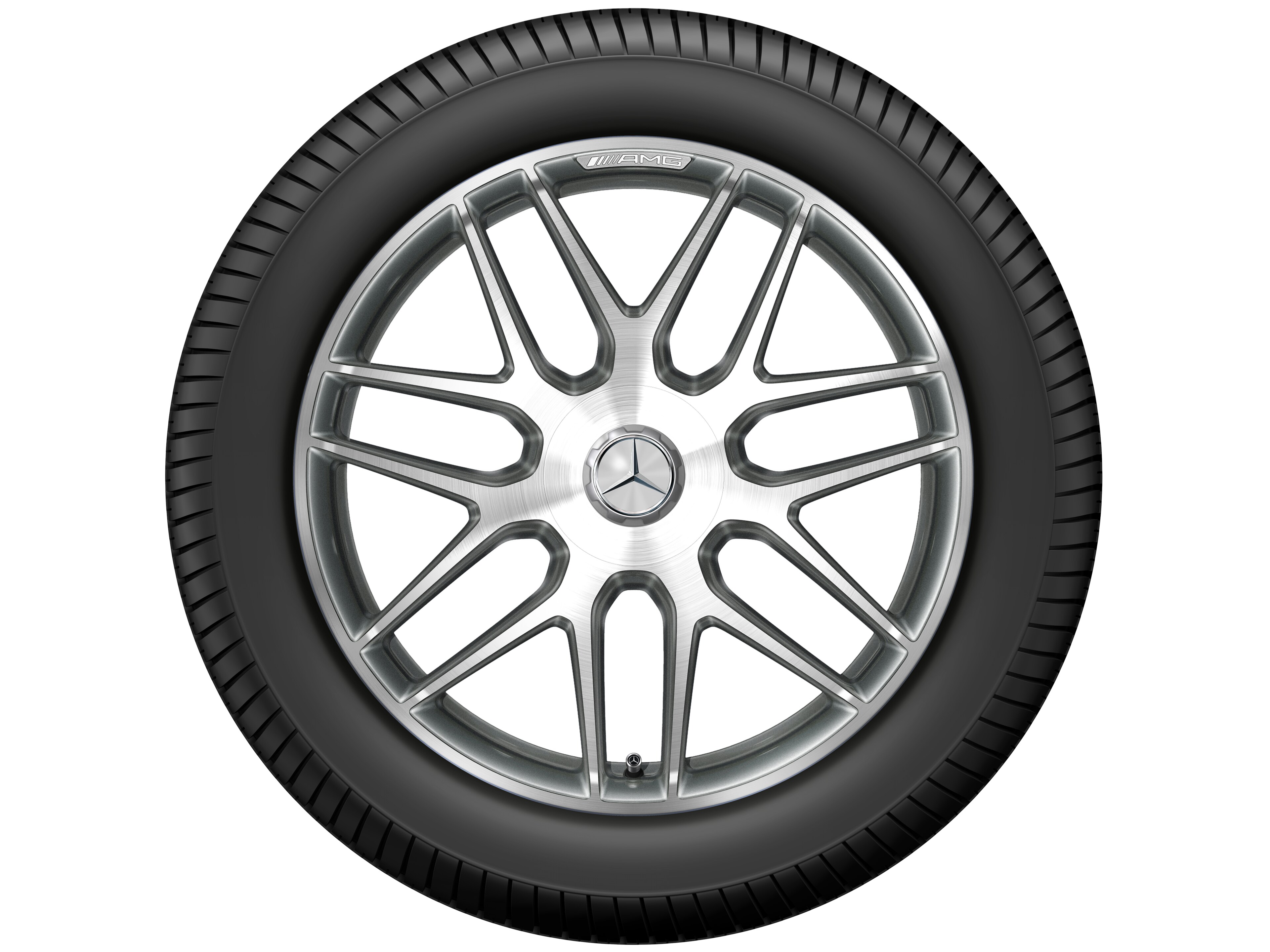 Mercedes-Benz - AMG Schmiederad im Kreuzspeichen-Design, 50,8 cm (20 Zoll), glanzgedreht 9,5 J x 20 ET 25, titangrau