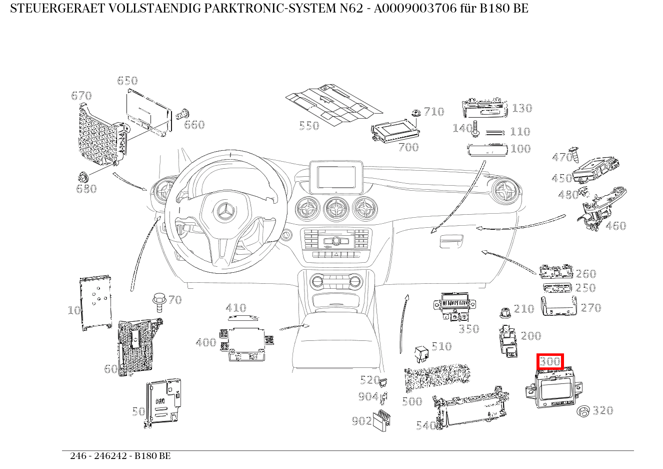 Steuergerät vollständig PARKTRONIC-SYSTEM N62 B180 BE 246