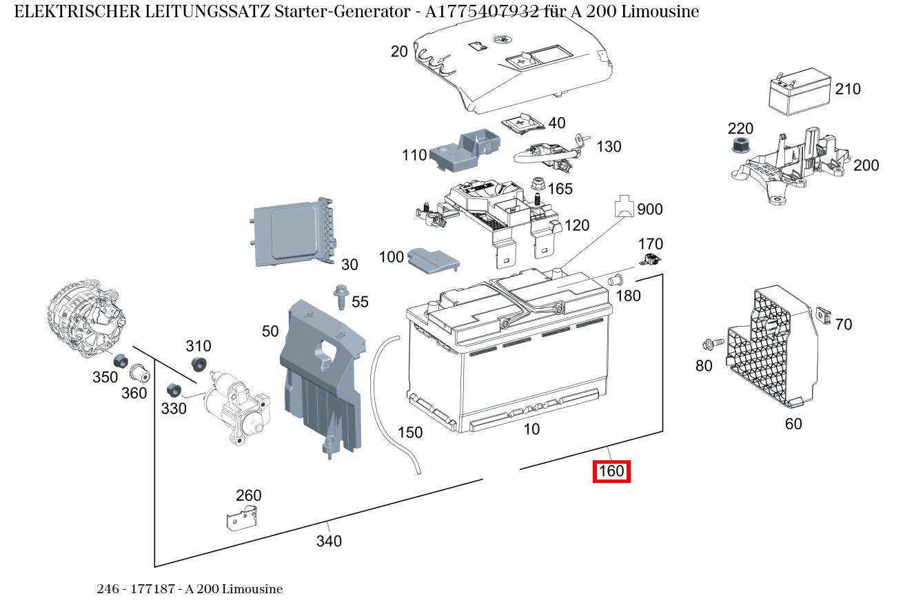 Elektrischer Leitungssatz Starter-Generator A 200 Limousine 246 Elektrischer Leitungssatz Starter-Generator A 200 Limousine 246