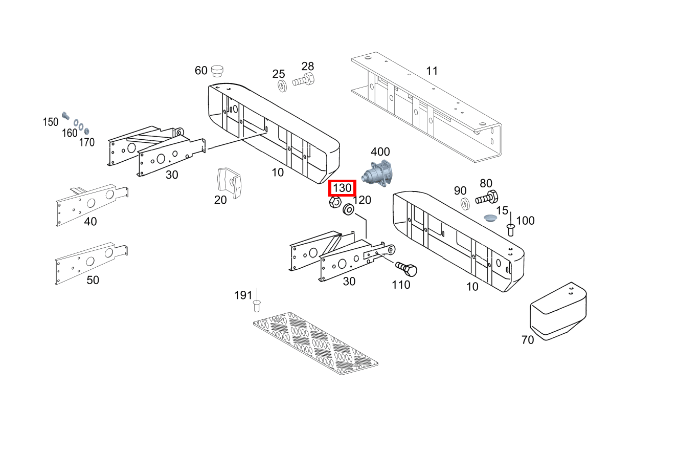 Sechskantmutter Stoßfänger an Rahmen; M14X1.5 G 300 CDI/4X4/3428 Lang 461