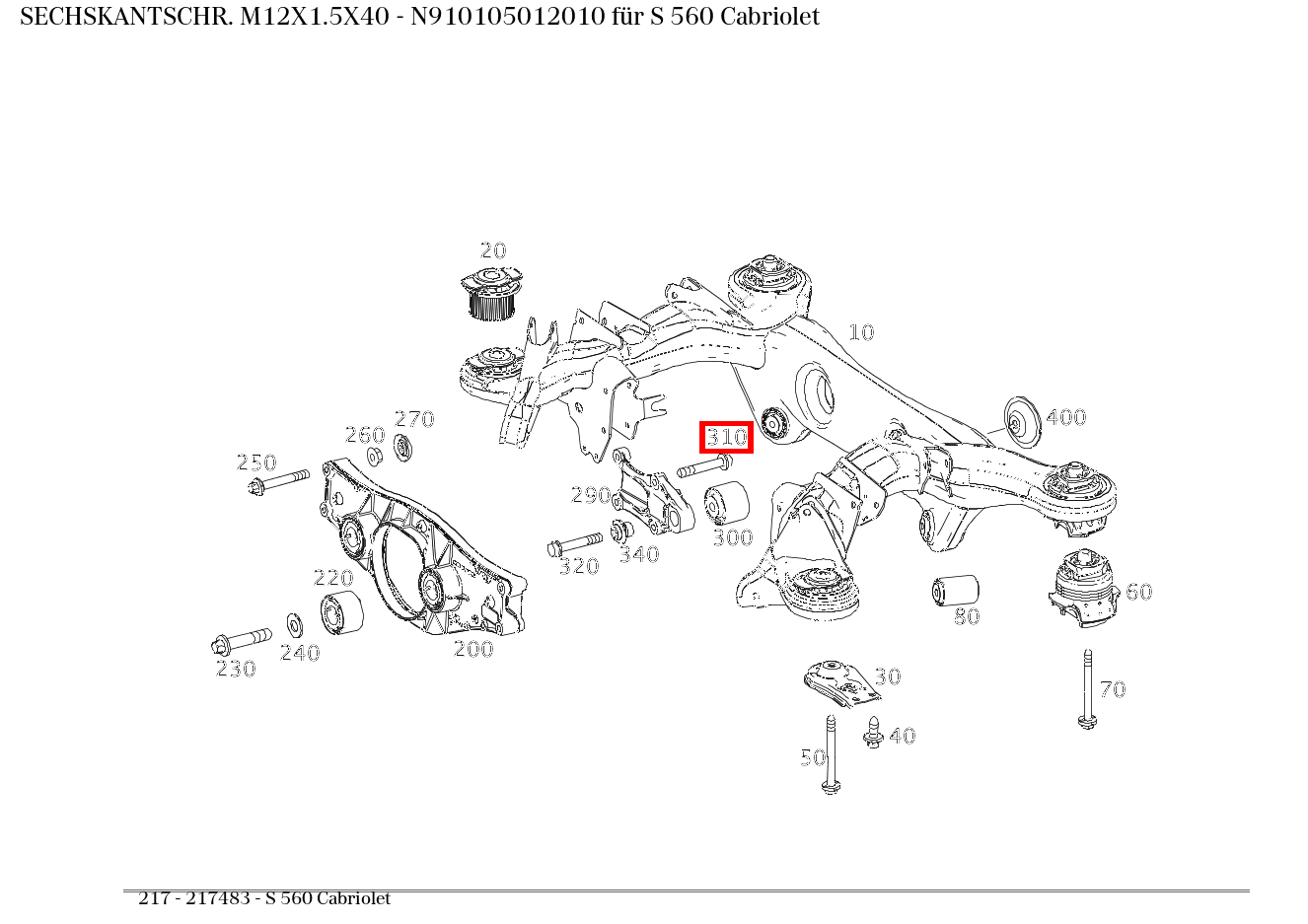 Sechskantschraube M12X1.5X40 S 560 Cabriolet 217