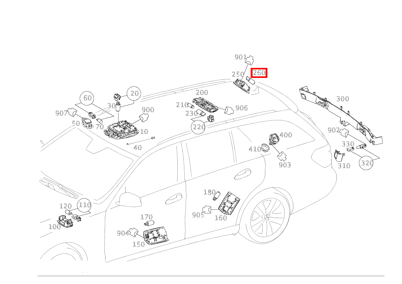 Glühlampe LADERAUMLEUCHTE; 12V-6W E 220 CDI T-Modell 253
