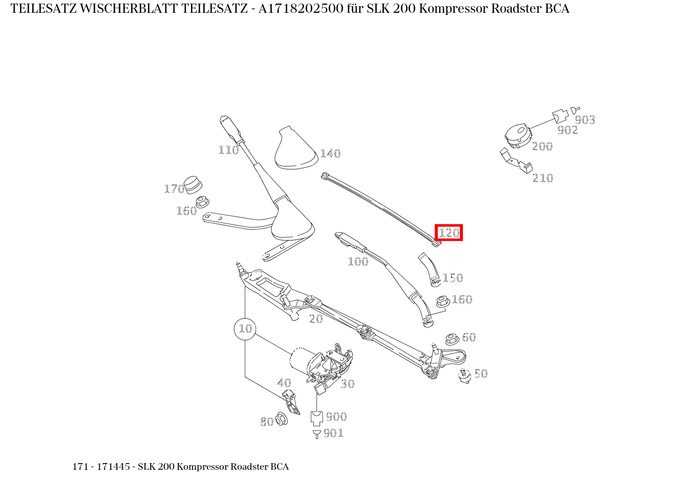 Teilesatz Wischerblatt TEILESATZ SLK 200 Kompressor Roadster BCA 171 Teilesatz Wischerblatt TEILESATZ SLK 200 Kompressor Roadster BCA 171