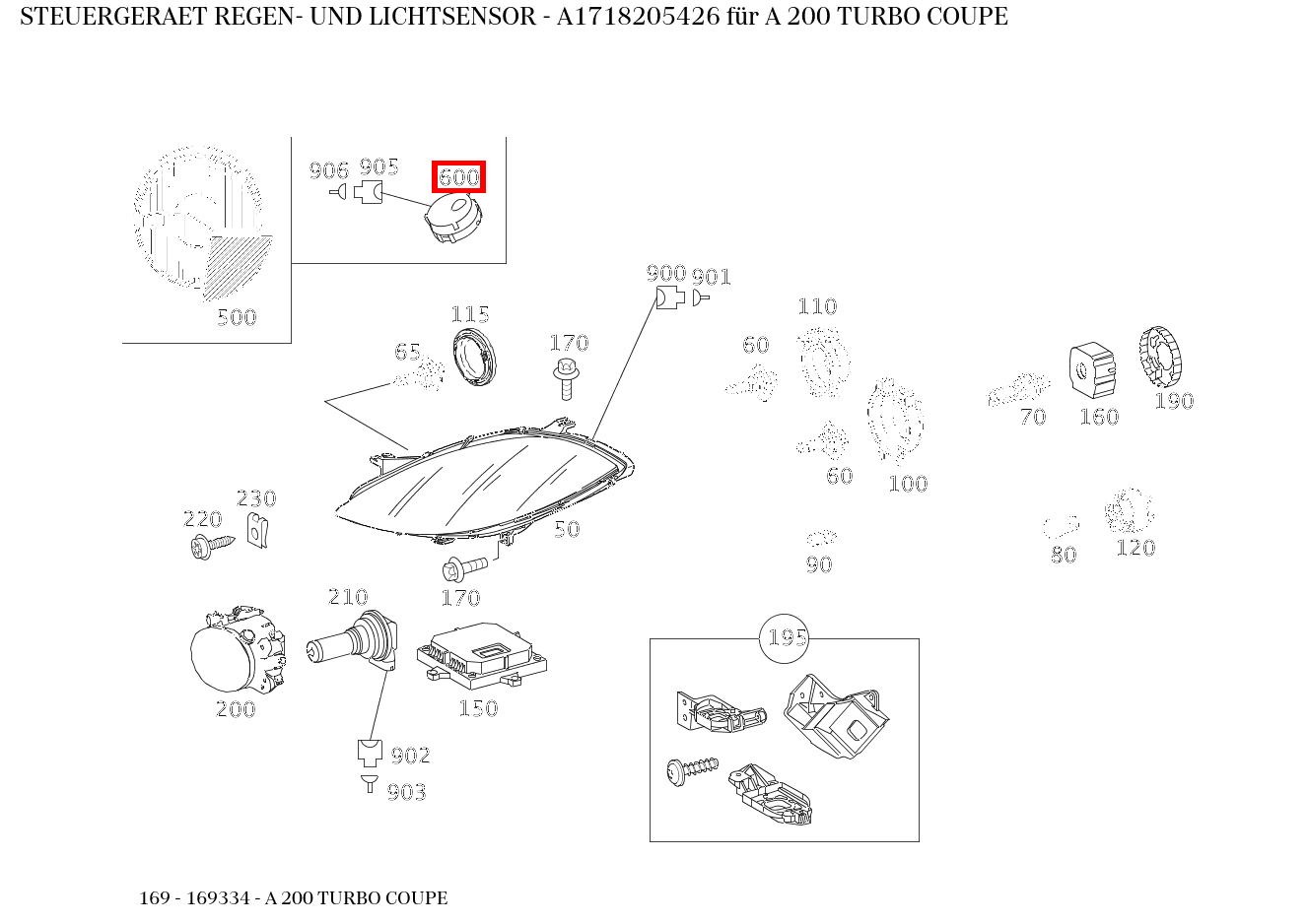 STEUERGERAET REGEN- UND LICHTSENSOR A 200 TURBO COUPE 169
