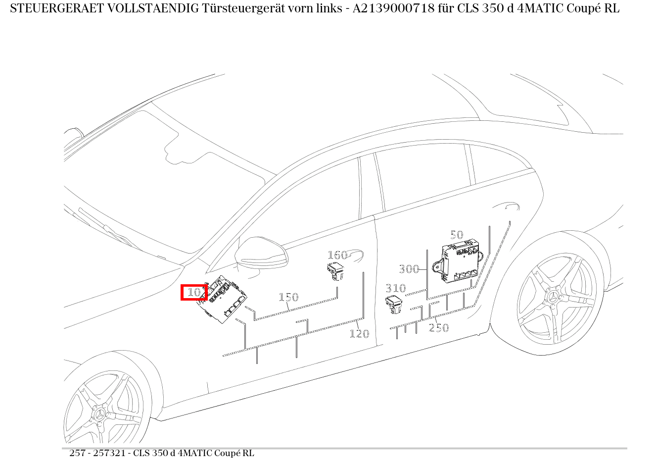 Steuergerät vollständig Türsteuergerät vorn links CLS 350 d 4MATIC Coupé RL 257 Steuergerät vollständig Türsteuergerät vorn links CLS 350 d 4MATIC Coupé RL 257