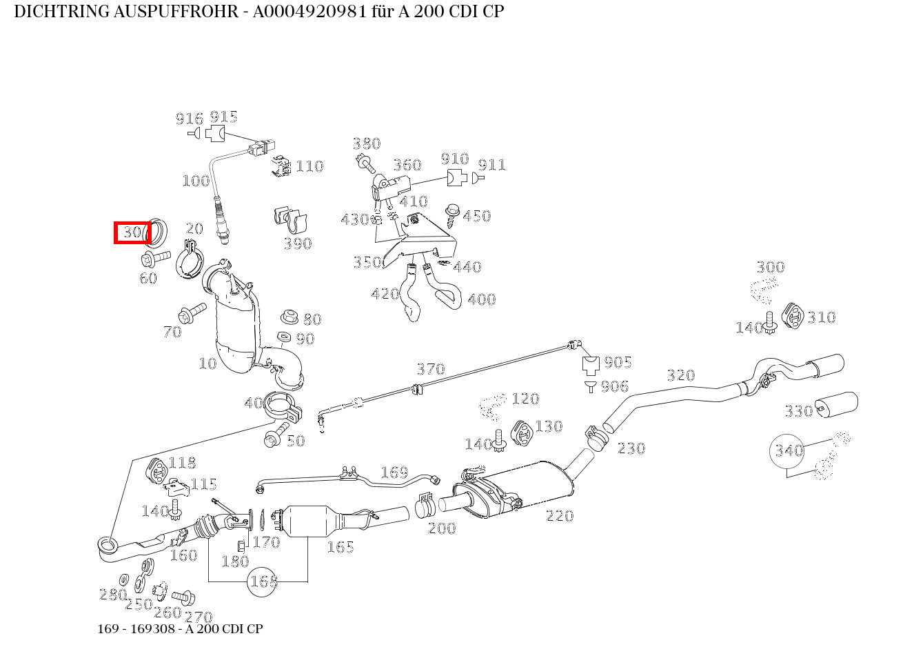 Dichtring AUSPUFFROHR A 200 CDI CP 169 Dichtring AUSPUFFROHR A 200 CDI CP 169