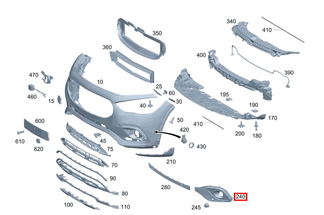 Abdeckung Stossfänger Unten rechts außen GLA 250 e 247