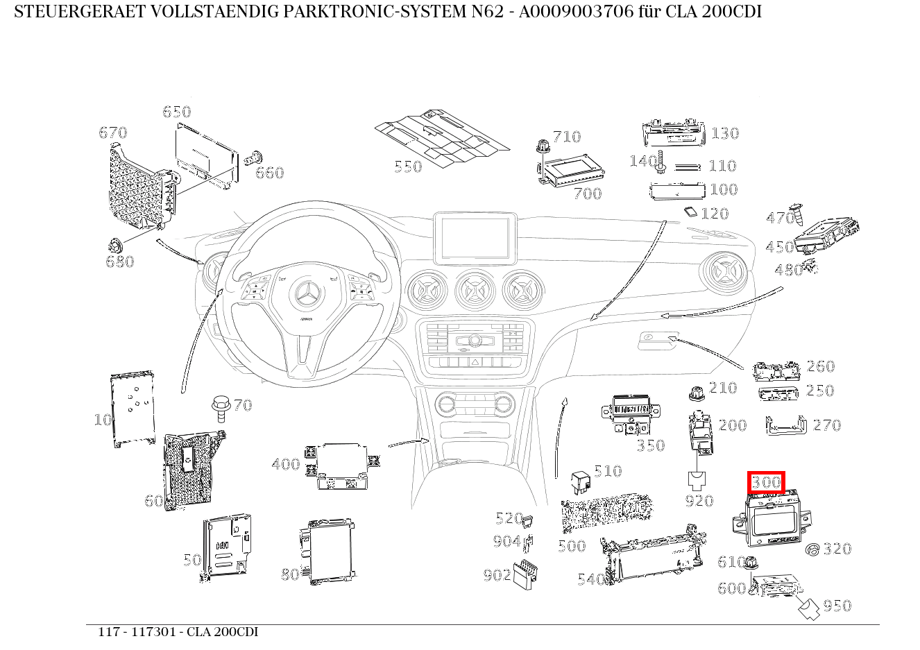 Steuergerät vollständig PARKTRONIC-SYSTEM N62 CLA 200CDI 117