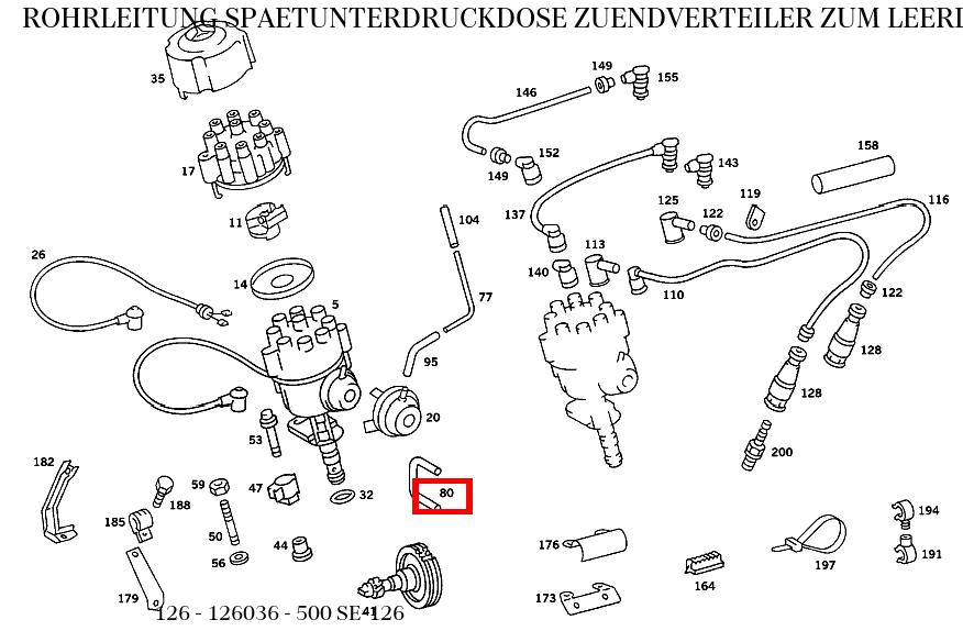 Rohrleitung SPAETUNTERDRUCKDOSE ZUENDVERTEILER ZUM LEERLAUFLUFTVERTEILER,TRANSPARENT; 4X1mm 500 SE-126 126 Rohrleitung SPAETUNTERDRUCKDOSE ZUENDVERTEILER ZUM LEERLAUFLUFTVERTEILER,TRANSPARENT; 4X1mm 500 SE-126 126