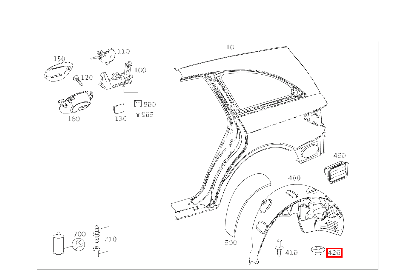 KUNSTSTOFFMUTTER BEFESTIGUNG ABDECKUNG R 500 L 251