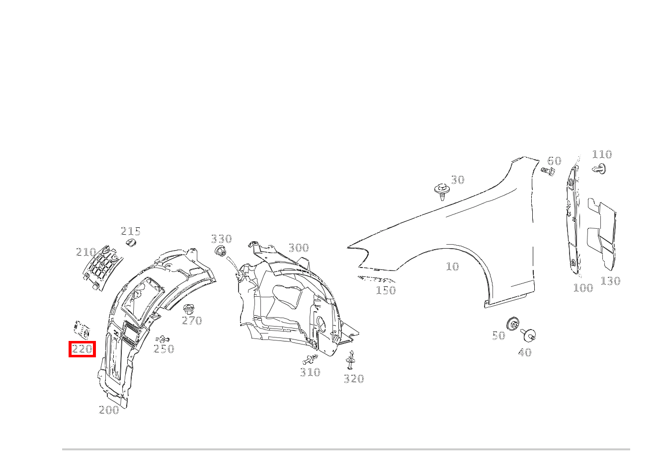 Wartungsklappe Rechts vorn E 300 Cabriolet 238
