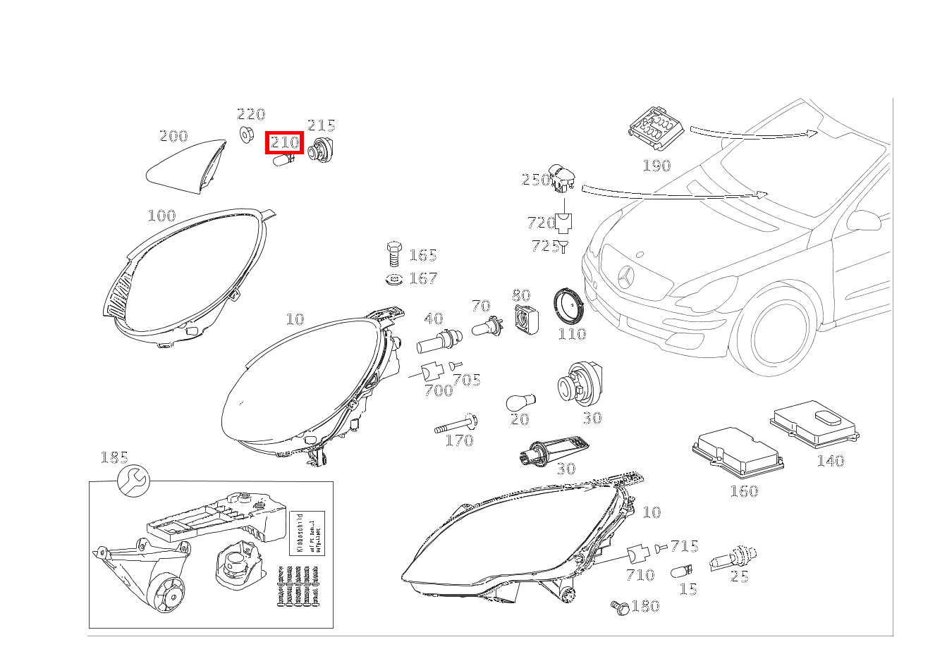 Glühlampe POSITIONSLEUCHTE; 12V-5W R 300 SUV-Tourer 251 Glühlampe POSITIONSLEUCHTE; 12V-5W R 300 SUV-Tourer 251