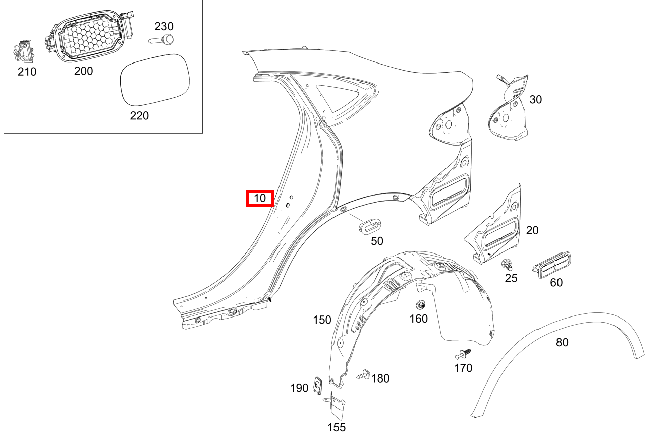 Beplankung Seitenwand Rechts Mercedes-AMG GLC 63 S 4MATIC+ Coupé 253