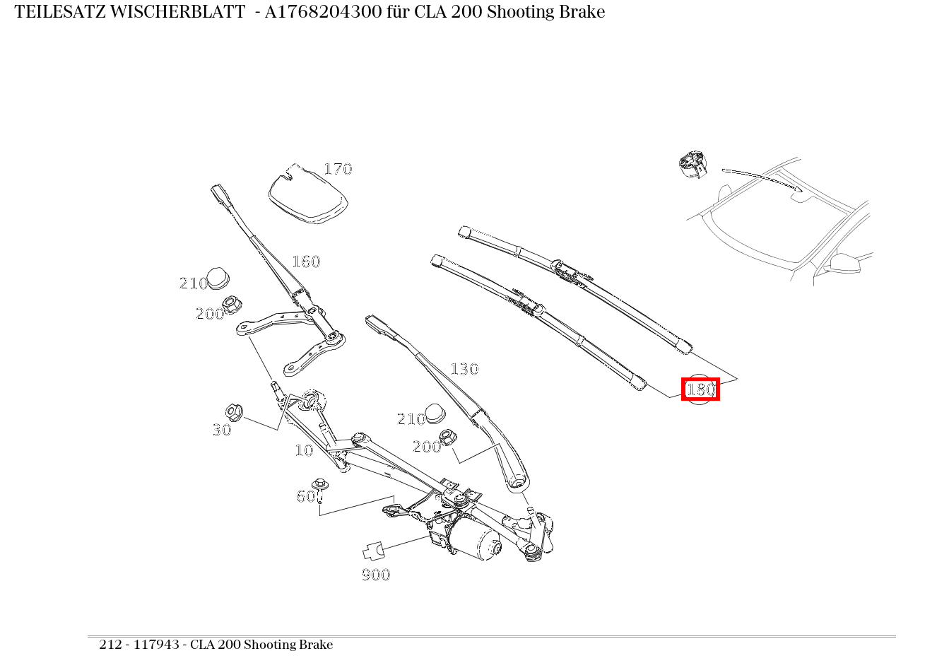 Teilesatz Wischerblatt CLA 200 Shooting Brake 212 Teilesatz Wischerblatt CLA 200 Shooting Brake 212