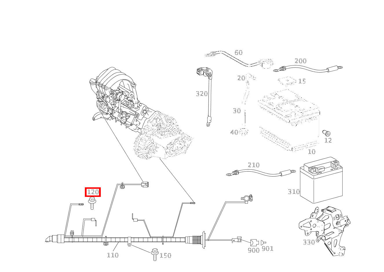 Sechsrundschraube Befestigung Abgasanlage Mitte; M8X20 für A 169 