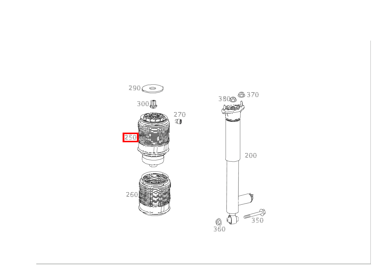 Luftfeder HINTEN RECHTS Mercedes-AMG CLS 63 4MATIC Shooting Brake 218 Luftfeder HINTEN RECHTS Mercedes-AMG CLS 63 4MATIC Shooting Brake 218