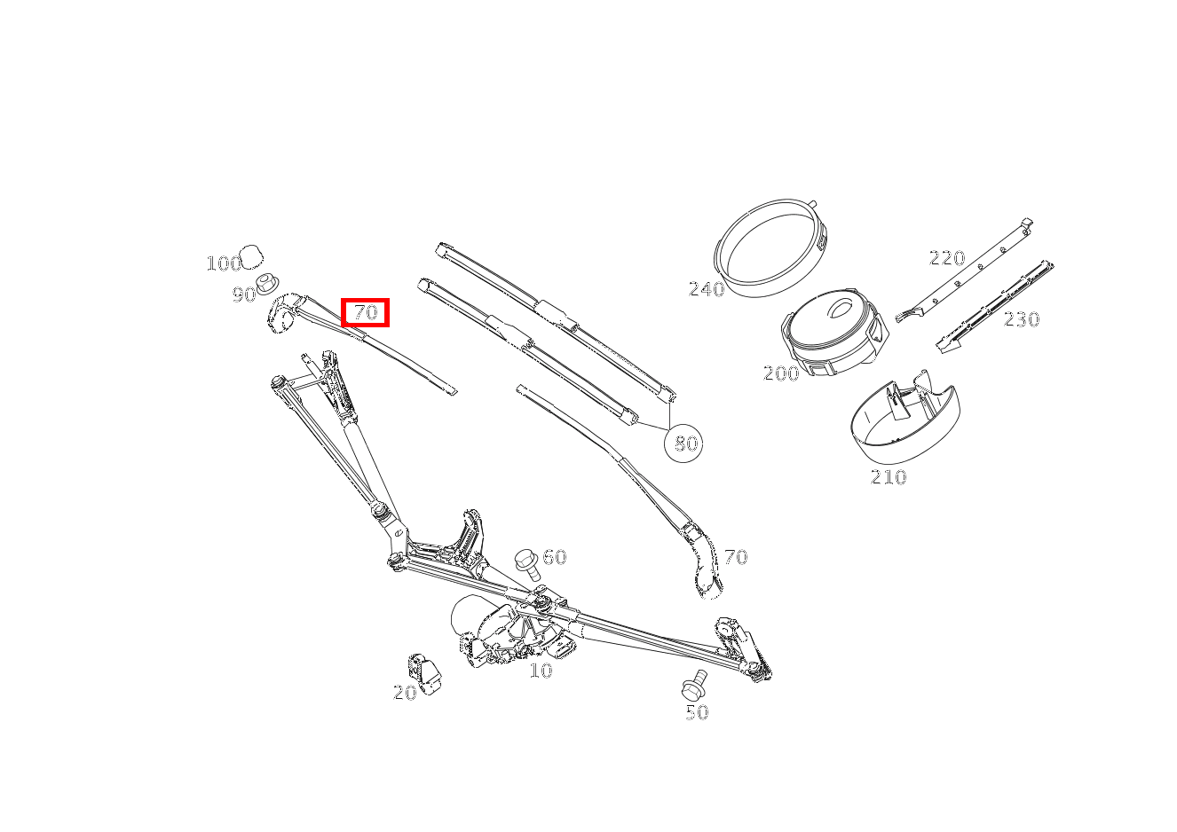 Wischerarm LINKS fortwo coupé mhd 52 kW 460