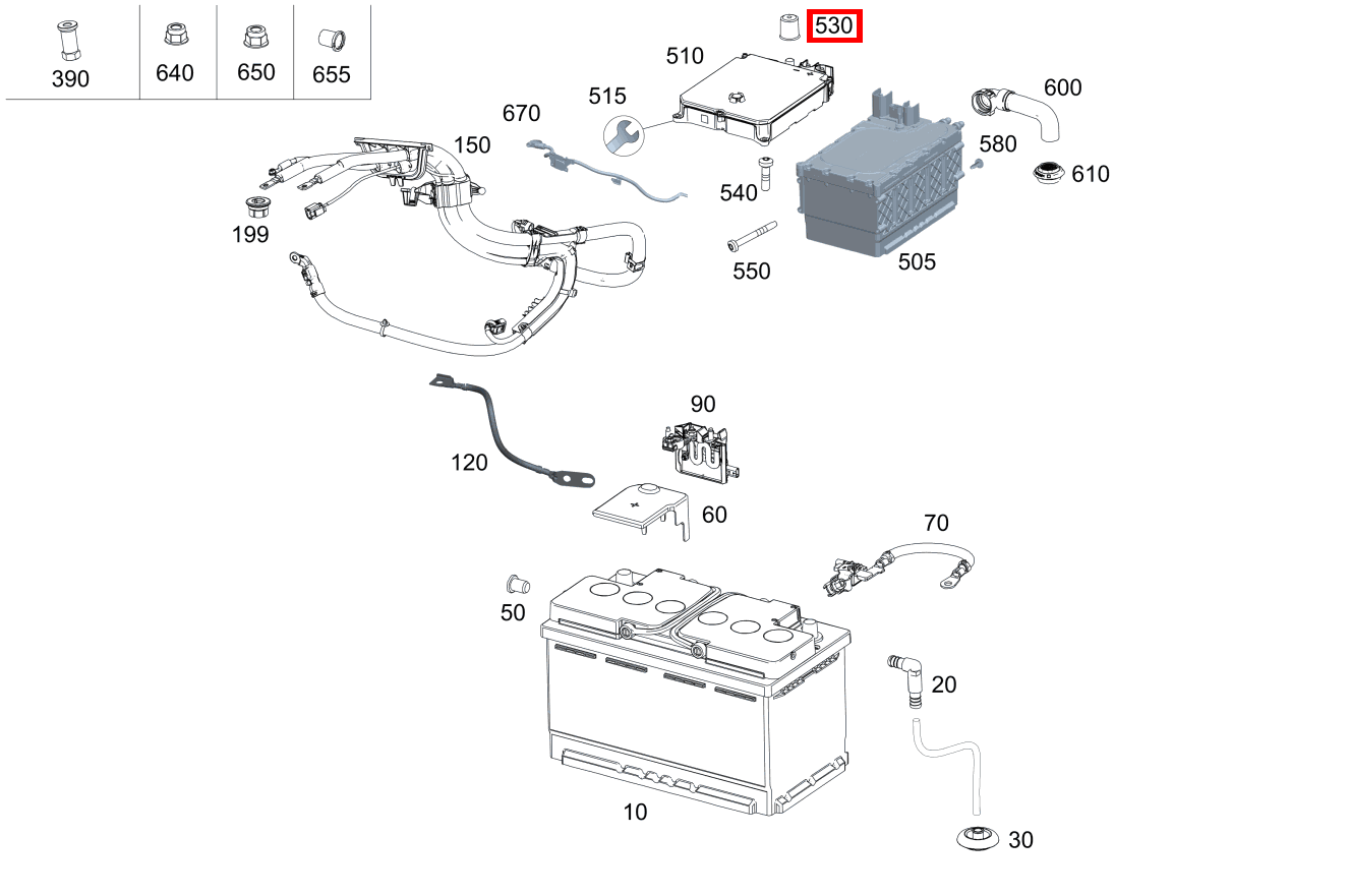 SCHUTZKAPPE STECKVERBIND. AN STARTER-BATTERIE FRONT GLE 167, A 168  