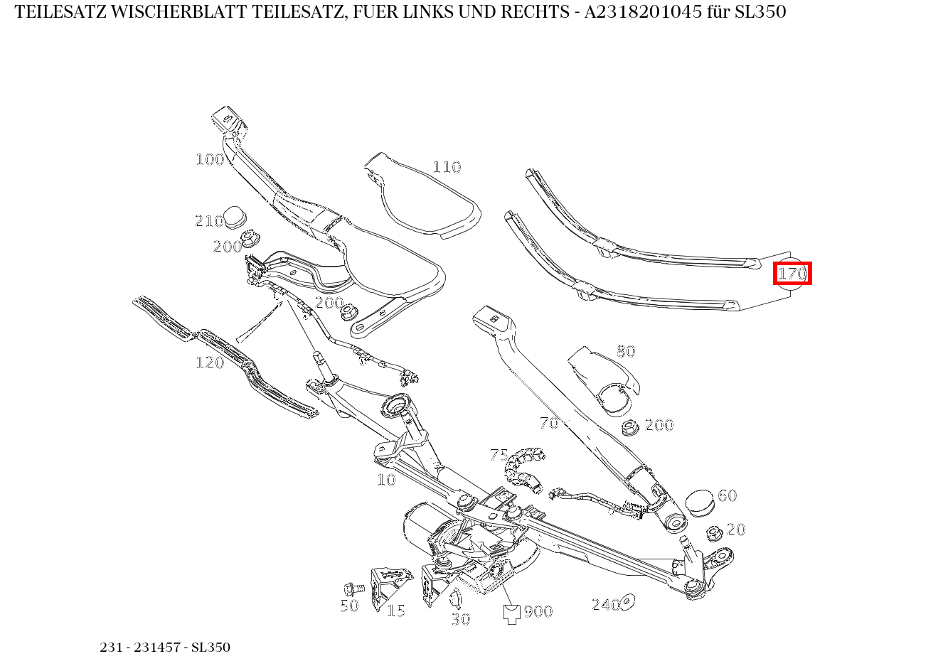Teilesatz Wischerblatt TEILESATZ, FUER LINKS UND RECHTS SL350 231