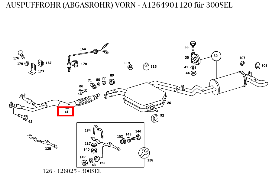 Abgasrohr VORN 300SEL 126