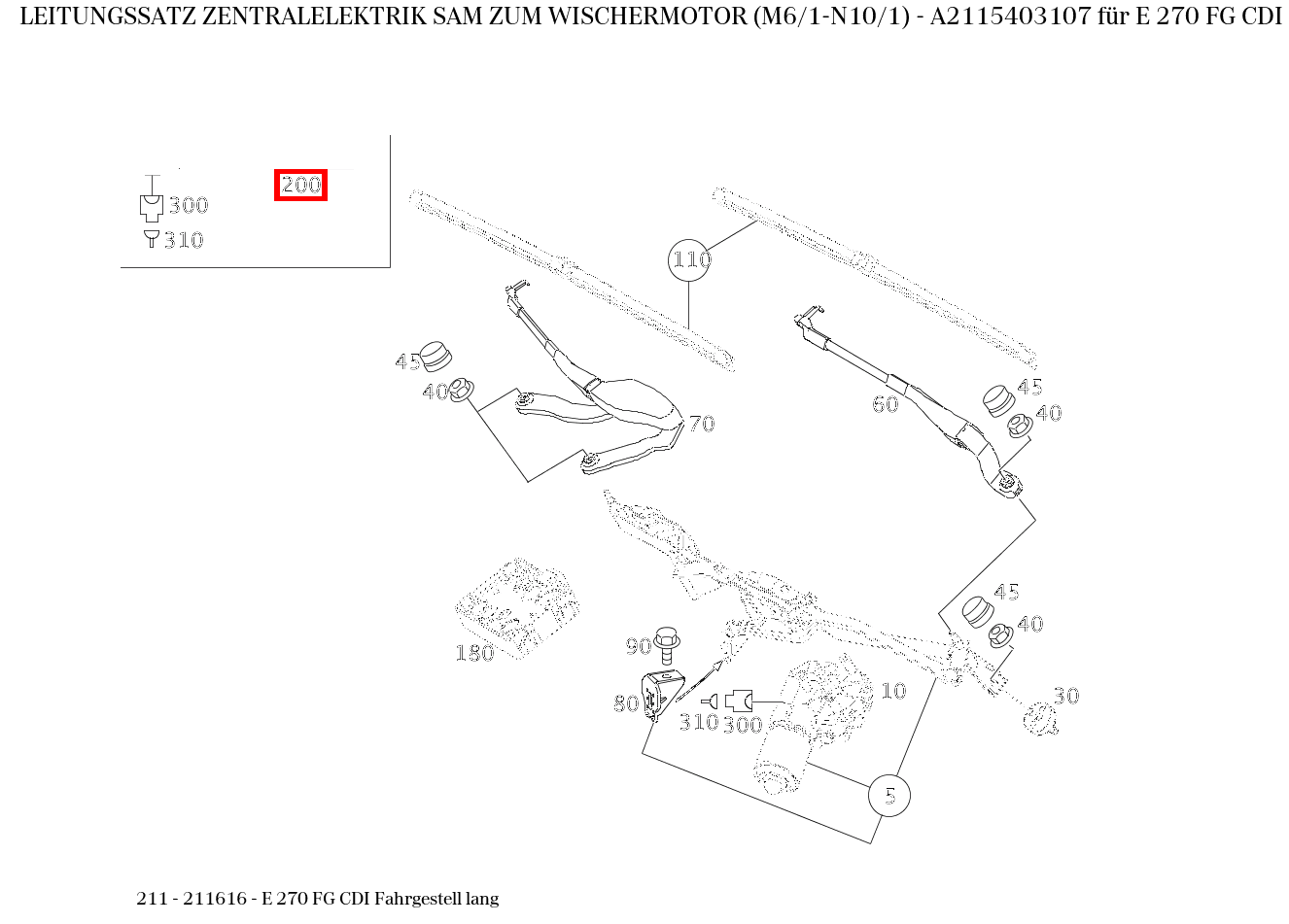 Leitungssatz ZENTRALELEKTRIK SAM ZUM WISCHERMOTOR (M6/1-N10/1) für 