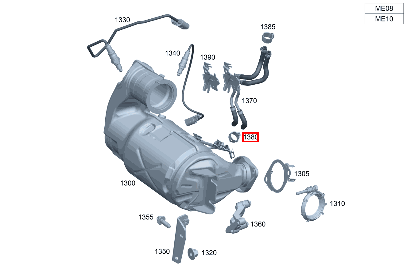 Schlauchschelle Abgasschläuche an Katalysator; 13-14.5 MM GLA 250 e 247 Schlauchschelle Abgasschläuche an Katalysator; 13-14.5 MM GLA 250 e 247