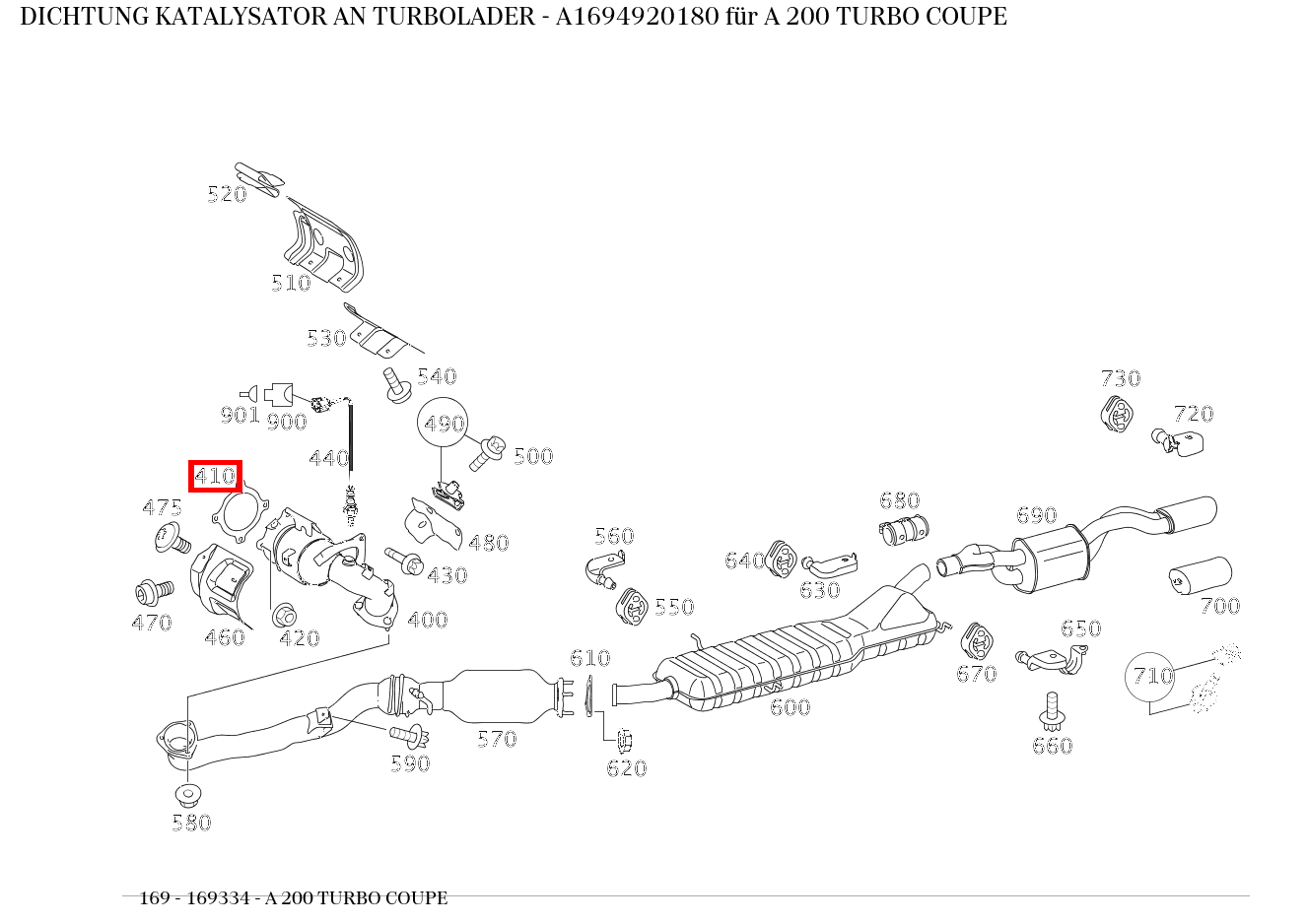 ABDICHTUNG KATALYSATOR AN TURBOLADER A 200 TURBO COUPE 169 ABDICHTUNG KATALYSATOR AN TURBOLADER A 200 TURBO COUPE 169