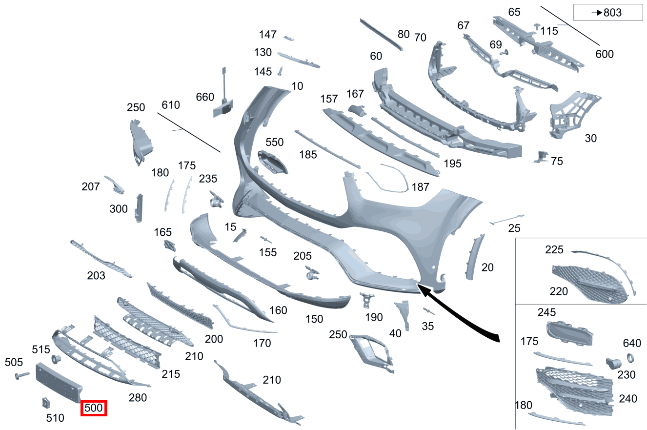 Kennzeichenblende GLE 350 d 4MATIC 222