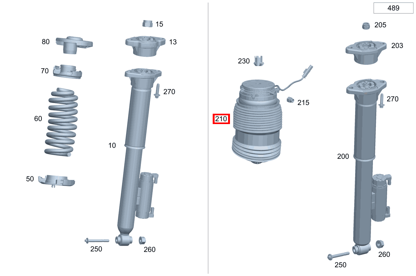 Luftfeder HINTEN LINKS Mercedes-AMG E 63 S 4MATIC+ Limousine 213 Luftfeder HINTEN LINKS Mercedes-AMG E 63 S 4MATIC+ Limousine 213