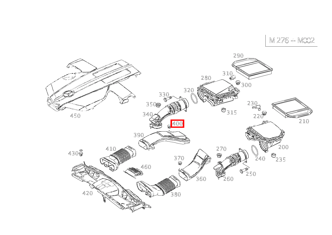 Puffer MOTORABDECKUNG AN ROHLUFTLEITUNG E400 CA 207 Puffer MOTORABDECKUNG AN ROHLUFTLEITUNG E400 CA 207
