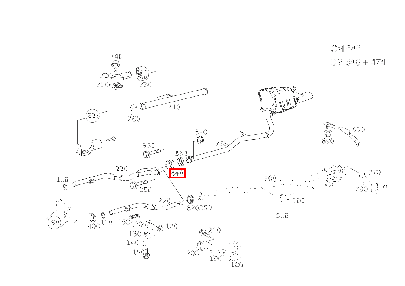Flansch AUSPUFFROHR VORN AN AUSPUFFROHR HINTEN E 220 CDI T-Modell 212