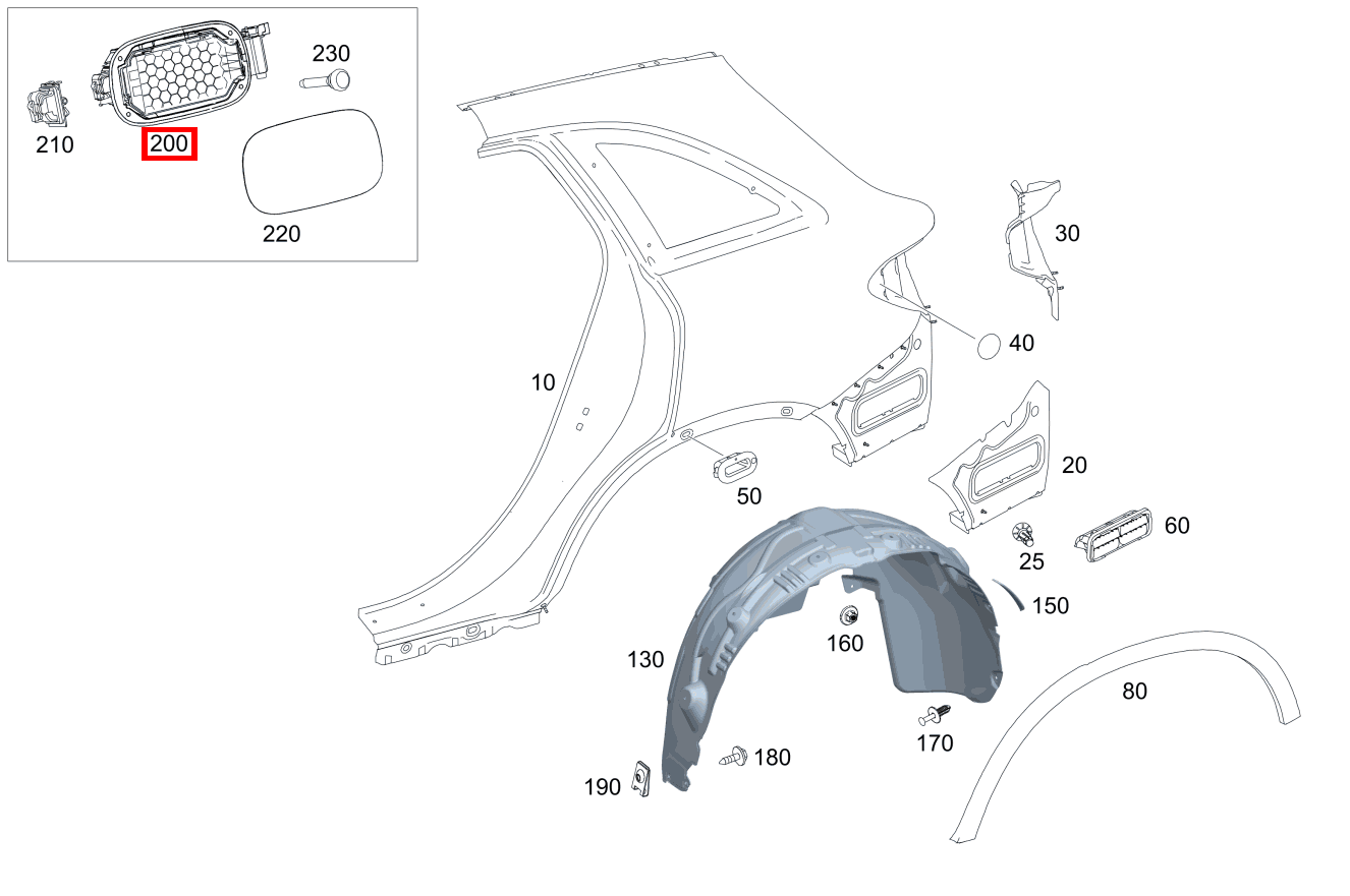 Tankeinfüllmulde Seitenwand hinten rechts GLC 220 d 4MATIC 254 Tankeinfüllmulde Seitenwand hinten rechts GLC 220 d 4MATIC 254
