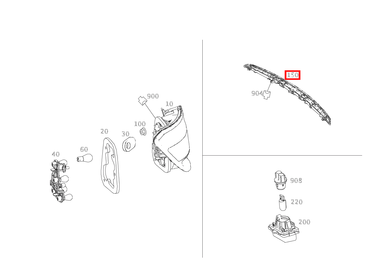 Bremsleuchte ZUSATZBREMSLEUCHTE MIT WASCHDUESE C350TCDI 4M BE 204