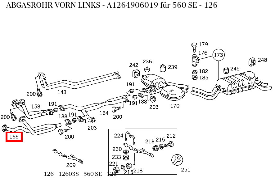 Abgasrohr VORN LINKS 560 SE - 126 126