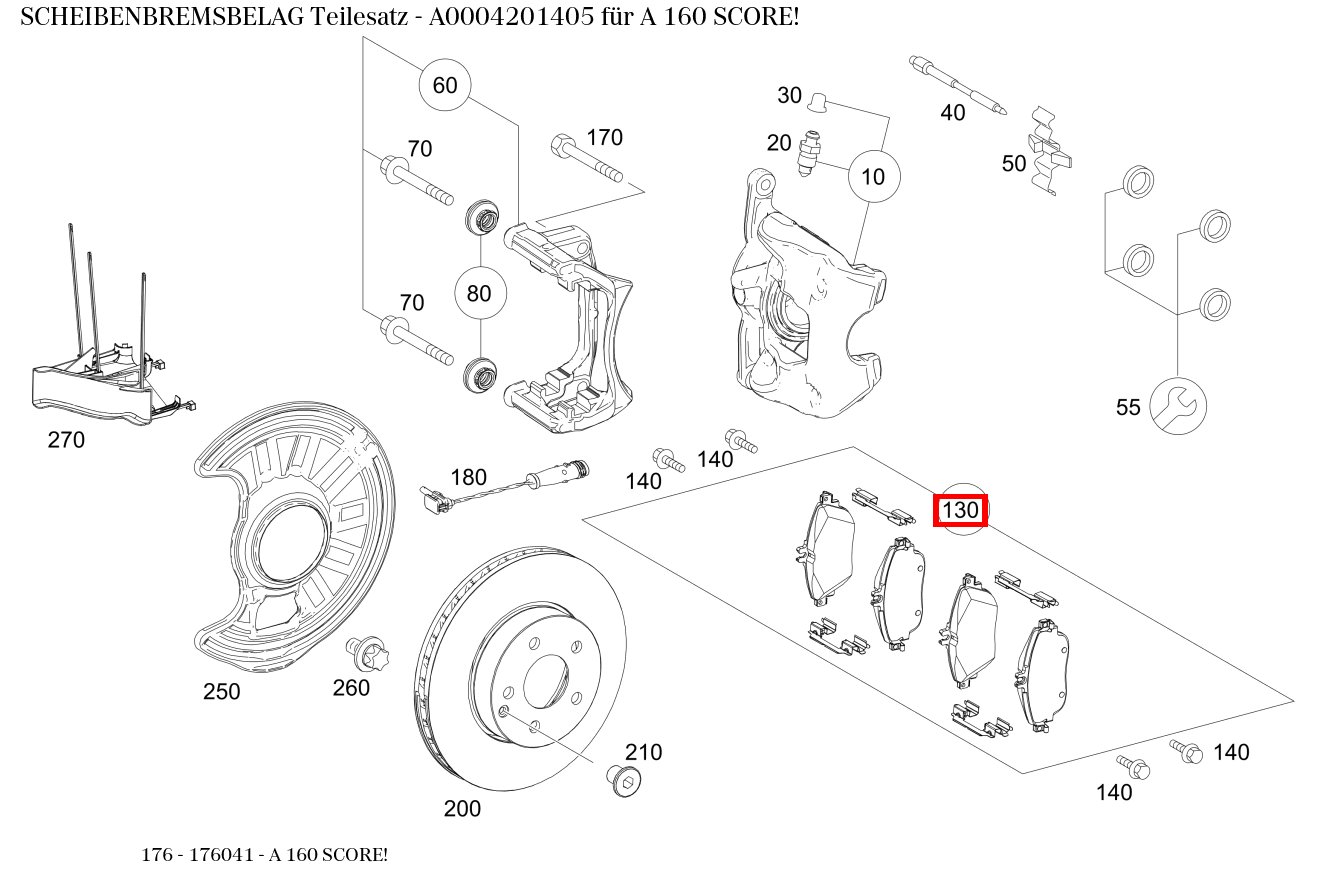 Scheibenbremsbelag Teilesatz A 160 SCORE! 176