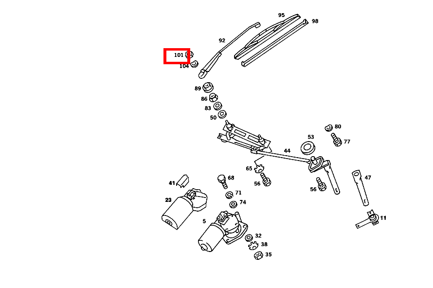 Sechskantmutter WISCHERARM MIT BLATT AN WISCHERACHSE; M8 560 SL 107