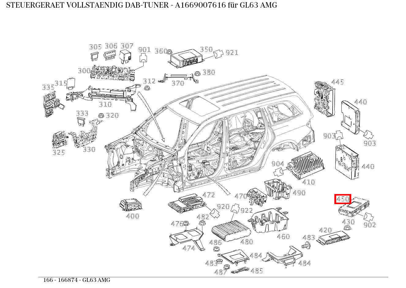 Steuergerät vollständig DAB-TUNER GL63 AMG 166
