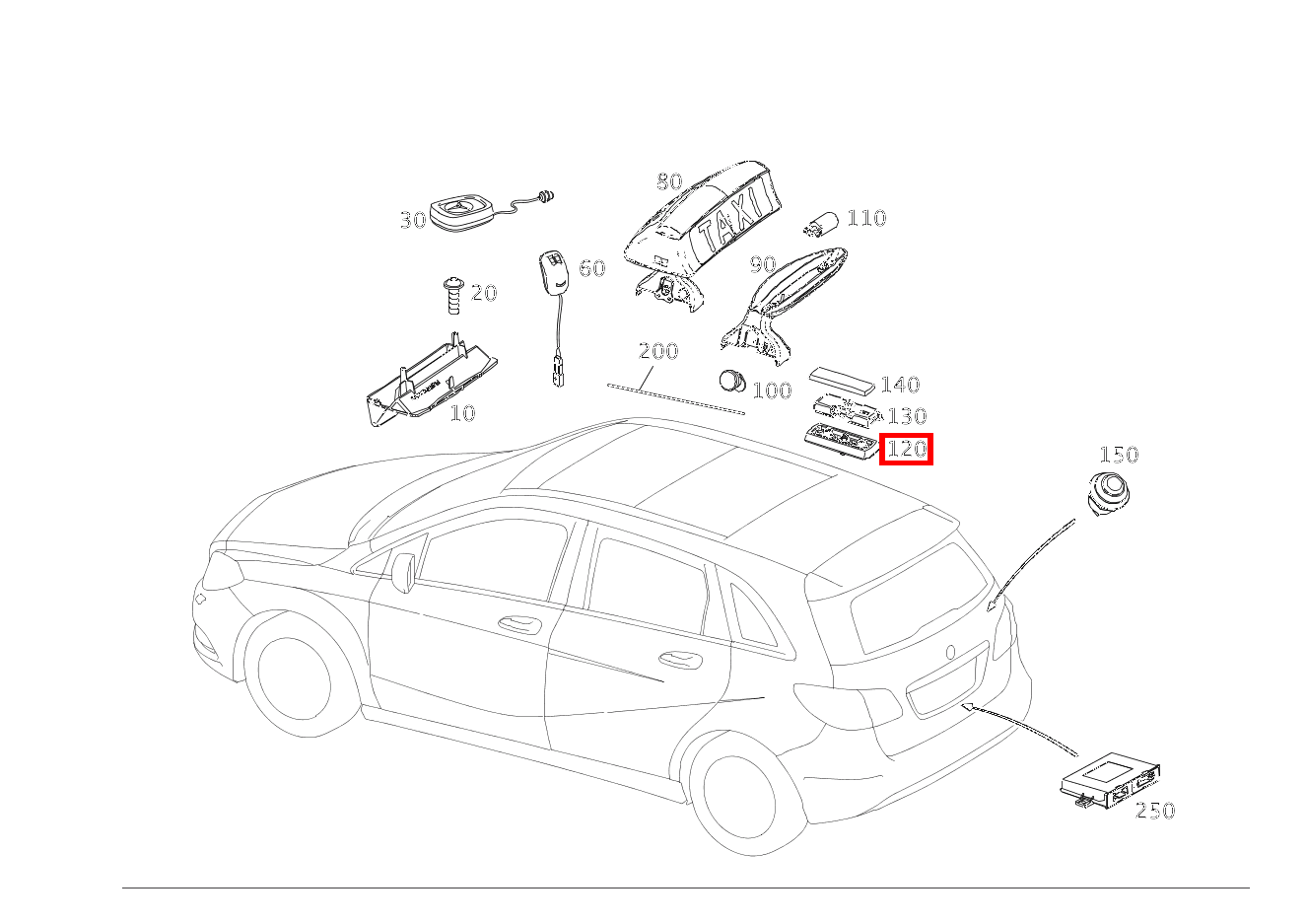 Halterung TAXI-DACHZEICHEN B180 BE 246