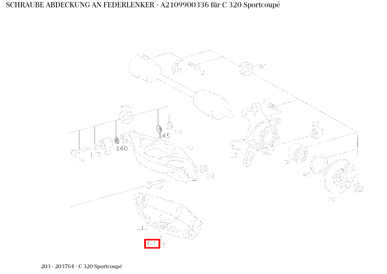 Schraube ABDECKUNG AN FEDERLENKER C 320 Sportcoupé 203