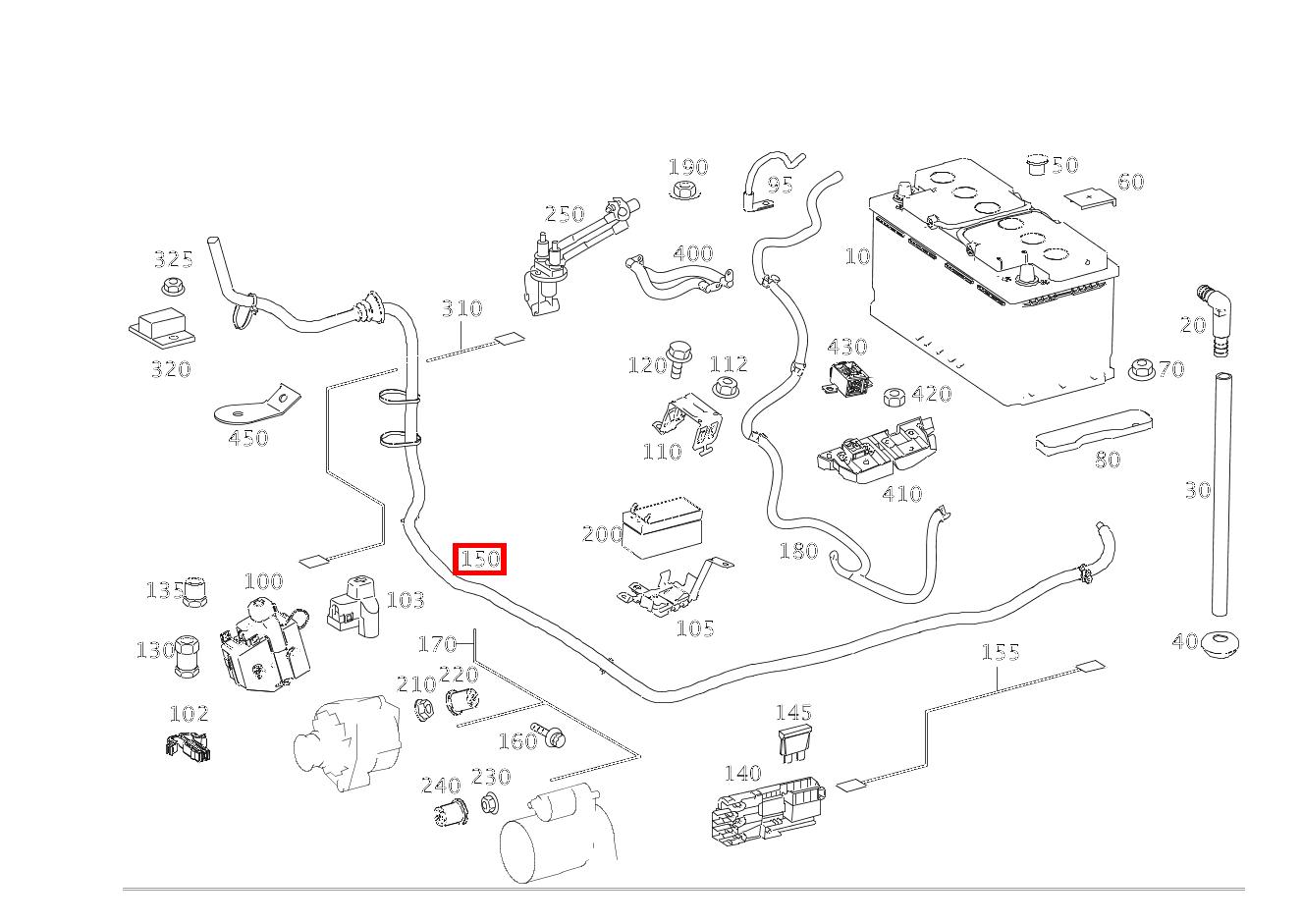 Batterieleitung BATTERIE PLUSPOL ZUR VORSICHERUNGSDOSE R280 SUV-Tourer (langer Radstand) 251 Batterieleitung BATTERIE PLUSPOL ZUR VORSICHERUNGSDOSE R280 SUV-Tourer (langer Radstand) 251