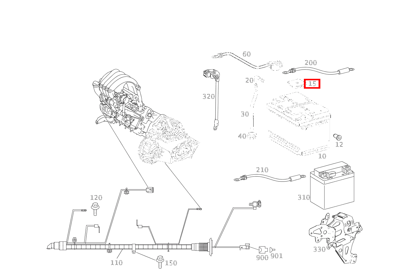 Schutzkappe PLUSPOL,STARTER UND BORDNETZBATTERIE A 200 TURBO COUPE 169
