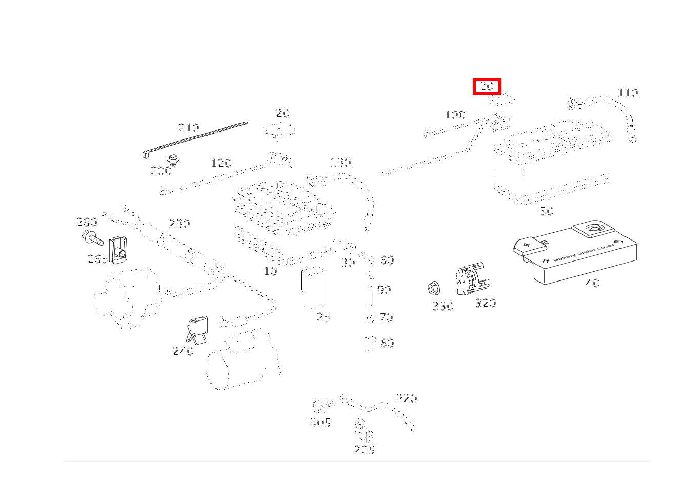 Schutzkappe PLUSPOL,STARTER UND BORDNETZBATTERIE SL 65 AMG Roadster BCA 230