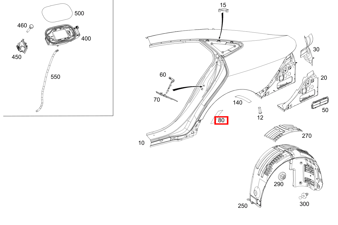 Steinschlagschutzfolie HINTERKOTFLUEGEL LINKS Mercedes-AMG GT 63 S E PERFORMANCE 290