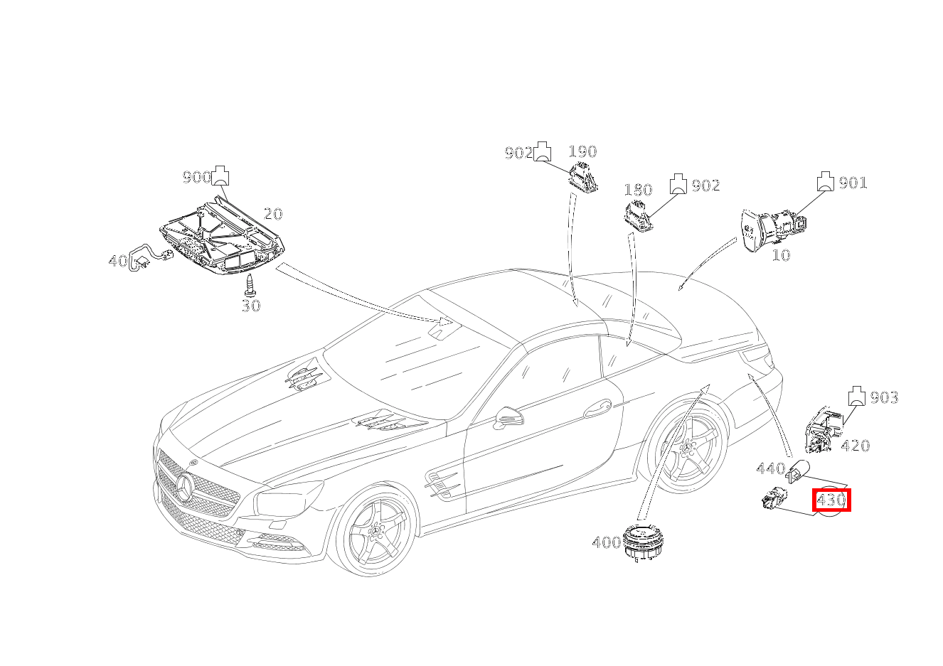 Lampenfassung KOFFERRAUM; 12V-5W SL 400 Roadster 231 Lampenfassung KOFFERRAUM; 12V-5W SL 400 Roadster 231