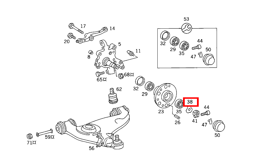 Scheibe VORDERRADNABE AN ACHSSCHENKEL E 300 Turbodiesel T-Limousine 124